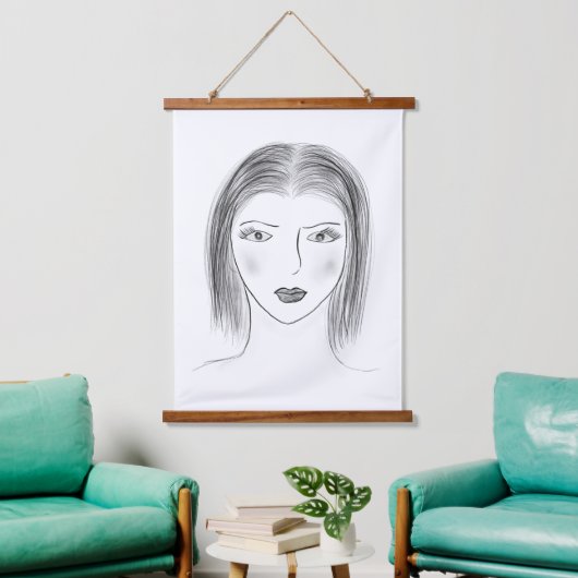 Black and White Woman Face Sketch for Gallery Wall Hangend Wandkleed (Woonkamer)