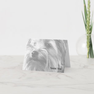 Black and White Yorkshire Terrier Yorkie Bedankkaart