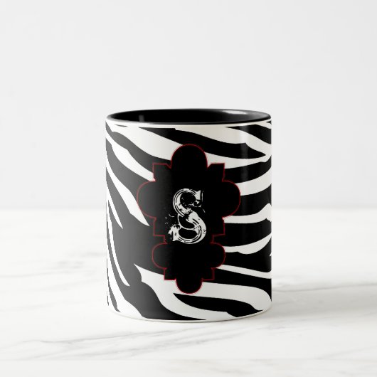 Black and White Zebra Print Animal Coffee Mug Cup (Centre)