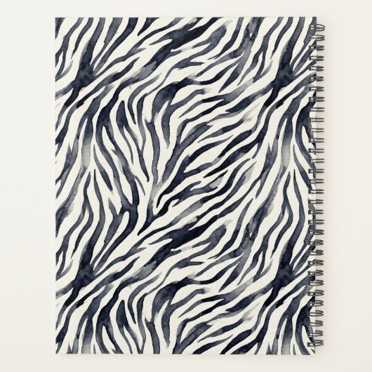 Black and White Zebra Print Pattern Planner (Achterkant)