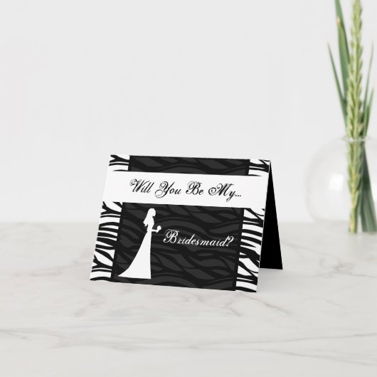 Black and White Zebra Stripe, Wedding Party Invite (Voorkant)