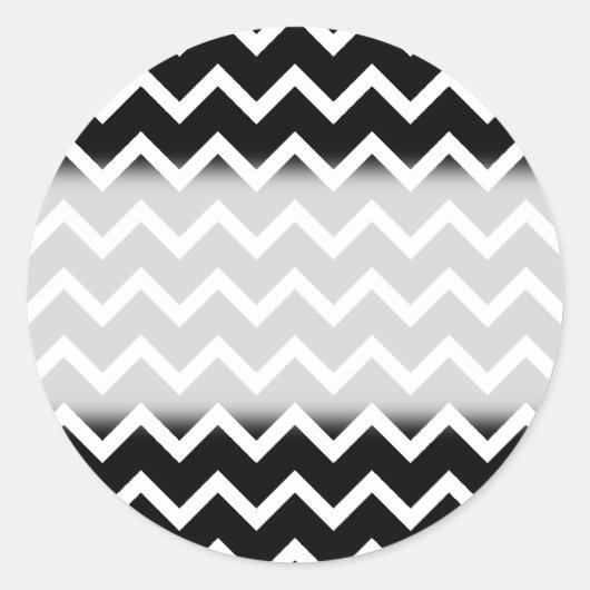 Black and White Zig Zag Pattern. Ronde Sticker (Voorkant)