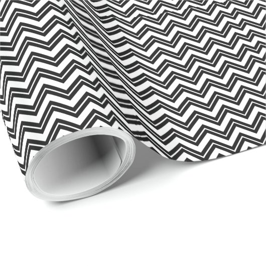 Black and White Zigzag Chevron Pattern Cadeaupapier (Rol Hoek)