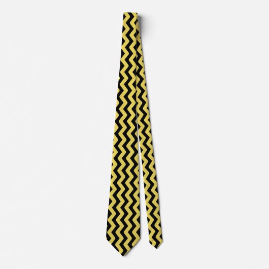 Black and Yellow Wavy Line Pattern Stropdas (Voorkant)