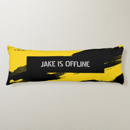 Black and Yellow, White Text, Offline  Lichaamskussen