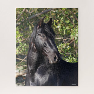 Black Andalucian Horse Standing Headshot Legpuzzel