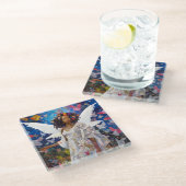 Black Angel Fantasy Art Glazen Onderzetter (Schuin)