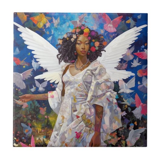 Black Angel Fantasy Art Tegeltje (Voorkant)