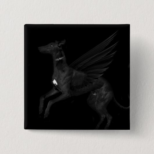 Black Angel Greyhound Vierkante Button 5,1 Cm (Voorkant)