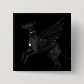 Black Angel Greyhound Vierkante Button 5,1 Cm