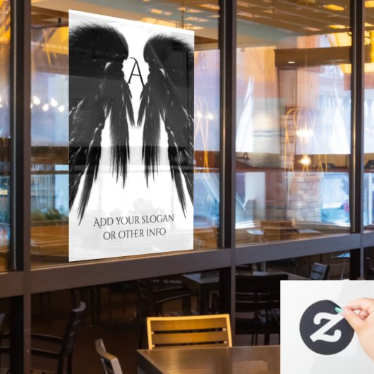 BLACK ANGEL WINGS Monogram Raamsticker (Restaurant Raam)