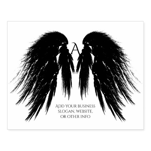 BLACK ANGEL WINGS Monogram Rubberstempel (Afrduk)