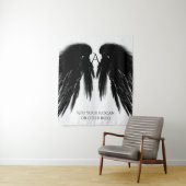 BLACK ANGEL WINGS Monogram verticaal Wandkleed (In situ)