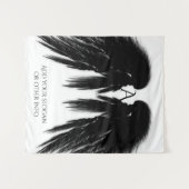 BLACK ANGEL WINGS Monogram verticaal Wandkleed (Voorkant (horizontaal))