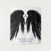 BLACK ANGEL WINGS Monogram verticaal Wandkleed (Voorkant)