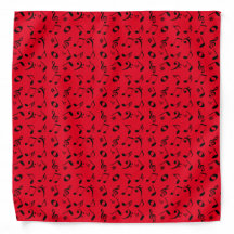 Black Angled Muzieknoten Pattern op Red