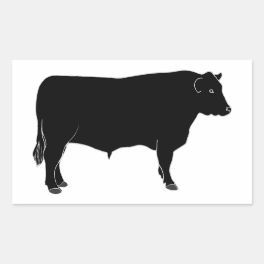 Black Angus Bull Rechthoekige Sticker (Voorkant)