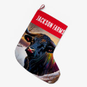 Black Angus Bull Winter Grote Kerstsok (Voorkant (Hangend))