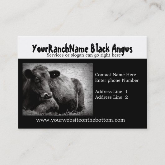 Black Angus Ranch of Boerderij Supply Visitekaartj Visitekaartje (Voorkant)