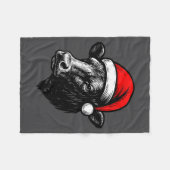 Black Angus Rancher Christmas Cow Santa Hat Farmer Fleece Deken (Voorkant (Horizontaal))