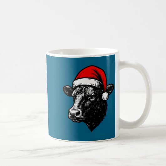 Black Angus Rancher Christmas Cow Santa Hat Farmer Koffiemok (Rechts)