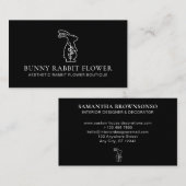Black Animal Flower Rabbit Bunny Visitekaartje (Voorkant / Achterkant)