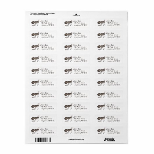 Black Ant Ants Marching Insect Picnic Bug Etiket (Full Sheet)