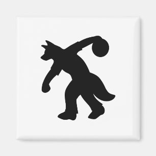 Black Anthropomorphic Canine Bowling Magnet 0001 Magneet