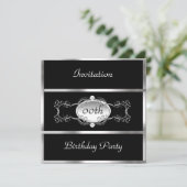 Black Any Birthday Invitation Black and Silver (Debout devant)