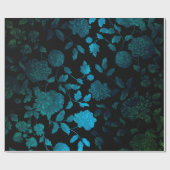 Black Aqua Blue Ombre Modern  Floral Toile Cadeaupapier (Vlak)