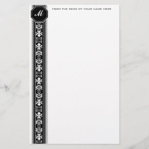 Black Arabesque Monogram Stationery Briefpapier