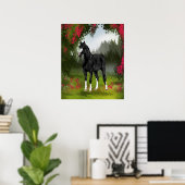 Black Arabian Horse in Spring Meadow Poster (Thuiskantoor)