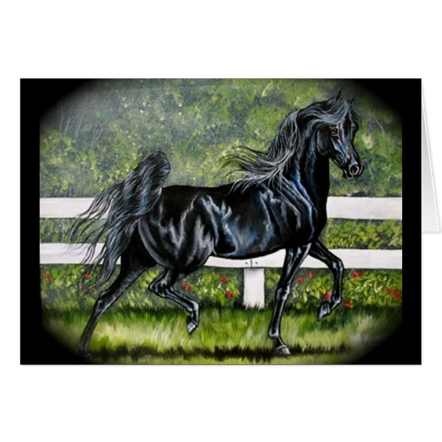 Black Arabian Horse Running (Voorkant Horizontaal)