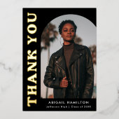 Black Arch Folie Afstuderen Hartelijk dank Uitnodiging (Voorkant)