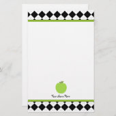 Black Argyle Green Apple Aangepaste leraar Briefpapier (Voorkant / Achterkant)