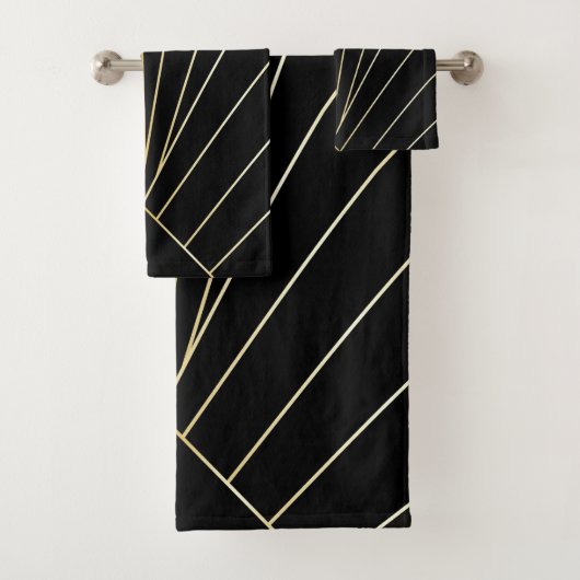 Black Art Deco Design Bad Handdoek (Insitu)