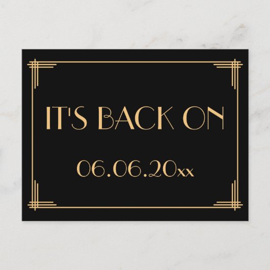 Black Art Deco Gatsby bewaart de datum waarop het  Aankondigingskaart (Voorkant)