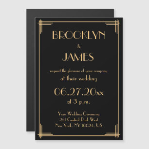 Black Art Deco Great Gatsby Wedding Invitatation Magnetische Uitnodiging