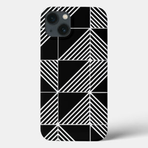 Black Art Deco Lines iPhone 13 Hoesje