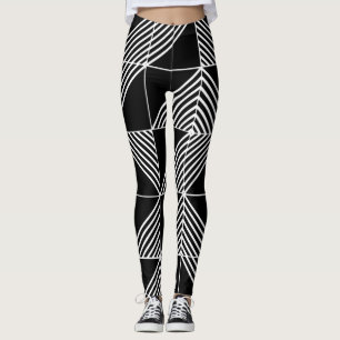 Black Art Deco Lines Leggings