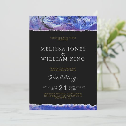 Black Art Wedding Kaart (Staand voorkant)