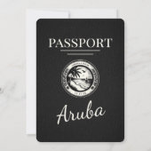 Black Aruba Passport Wedding Invitation Kaart (Achterkant)