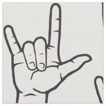 Black ASL I Love You Pattered Fabric