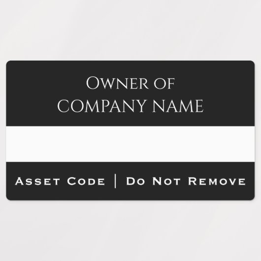 Black Asset Labels | Aangepaste bedrijfseigendomme (Design 2)