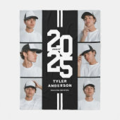 Black Athletic Afstuderen Fotocollage Afstuderen Fleece Deken (Voorkant)