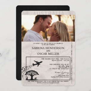 Black Australia Passport Wedding Kaart