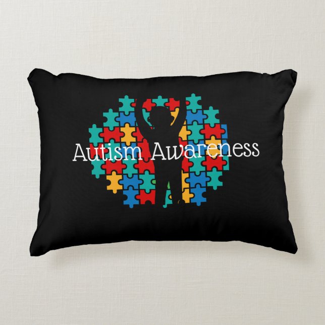 Black Autism Awareness puzzel Accent Kussen (Voorkant)