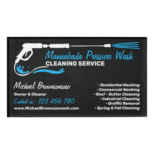 Black Auto Detail Pressure Power Washing CLEANING Naambadge (Voorkant)