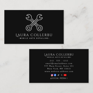 Black Auto Detailing, Auto Reparatie Logo Zwart Visitekaartje