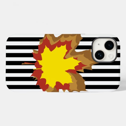 Black Autumnal Stripes met Leaves Case-Mate iPhone Case (Achterkant (horizontaal))